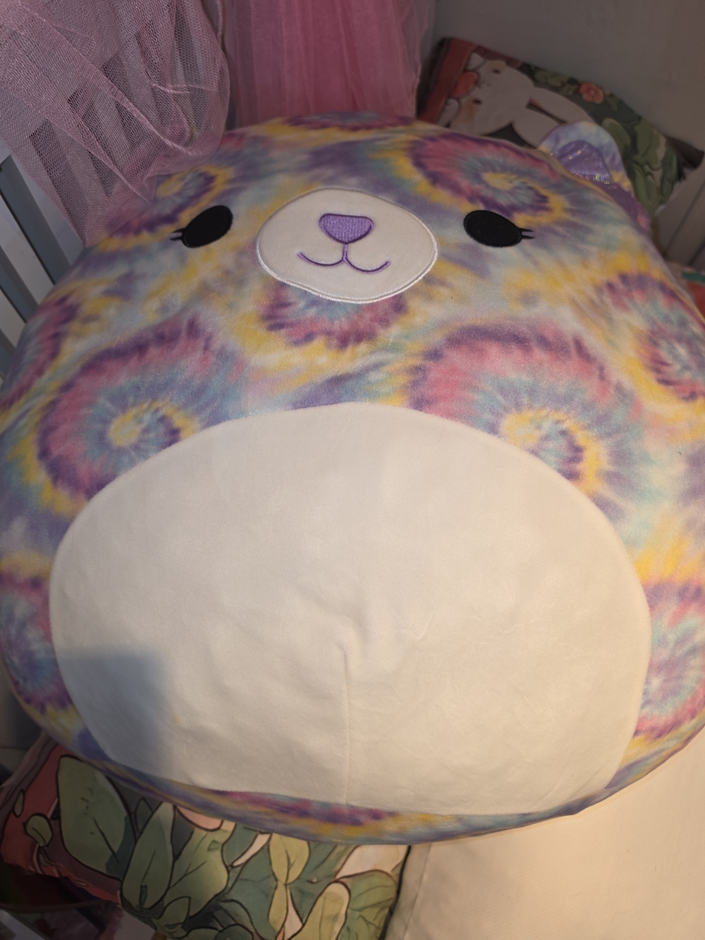 Tie-Dye Plush Bear Throw Pillow - Pastel Multicolor jumbo squishmallow jonessa